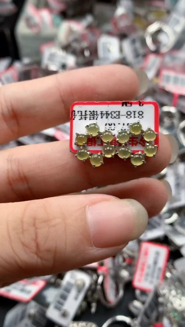 银S925镶嵌戒指翡翠天然A货缅甸翡翠