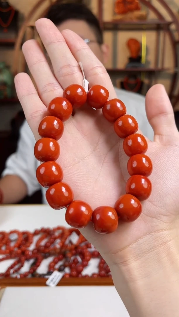 南红玛瑙瓦西老型手串16+未镶嵌郎*～一个/条