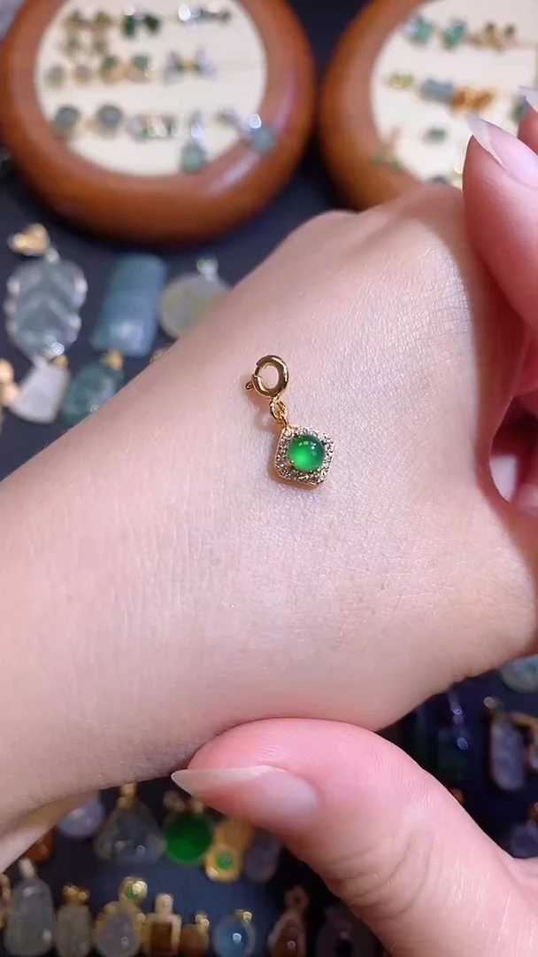 翡翠银S925镶嵌颈饰天然A货翡翠