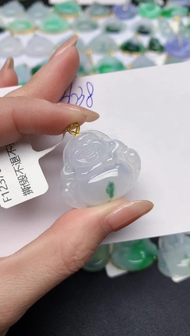 颈饰18K金镶嵌翡翠天然缅甸A货翡翠百元以上9元证书费自理