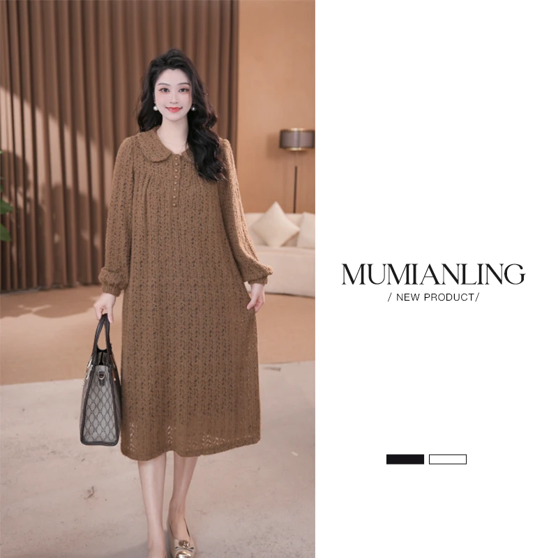 大码女装秋冬新款洋气时尚高级感收腰舒适减龄显瘦连衣裙ZB6297