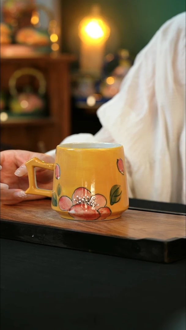 杯手绘心瓷陶瓷浮力