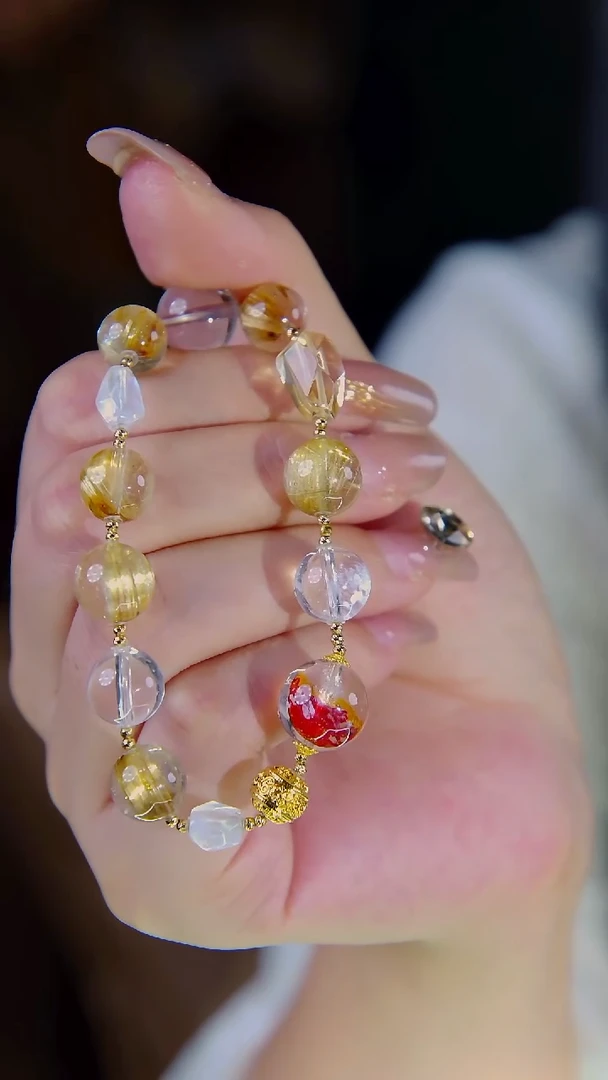 18K金镶嵌手链水晶鸿运当头