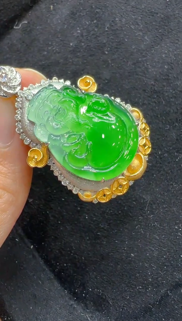 吊坠(不含链)18K金镶嵌翡翠多样性团购发一件