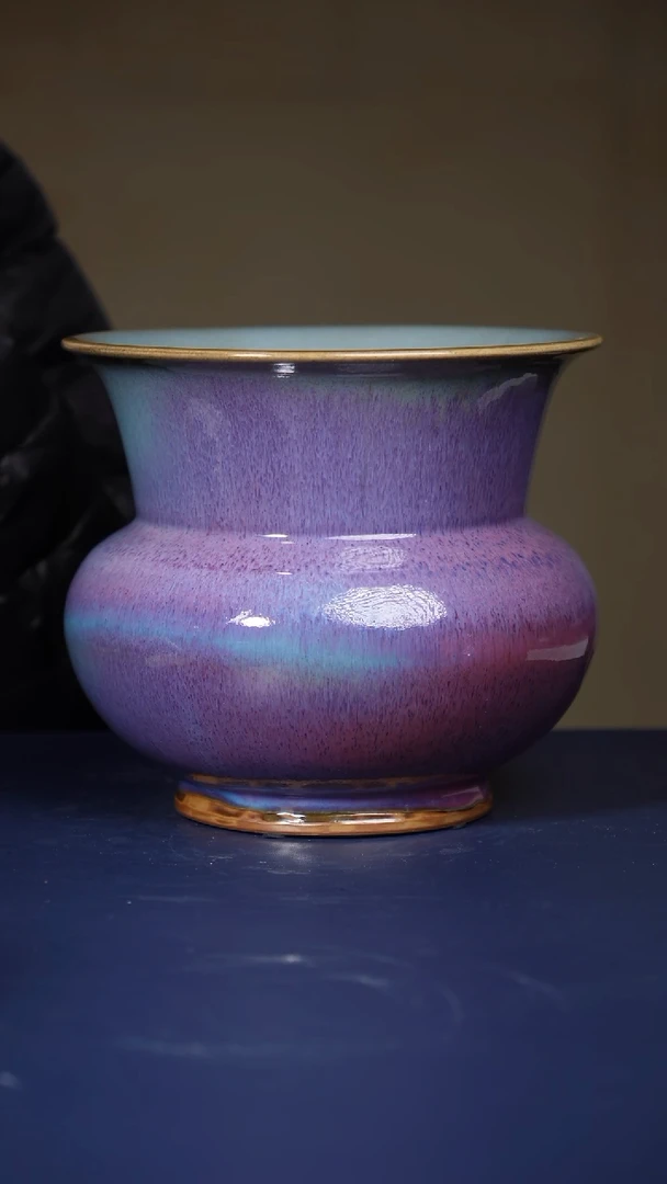 【闪购商品】摆件钧瓷宋钧渣斗式花盆