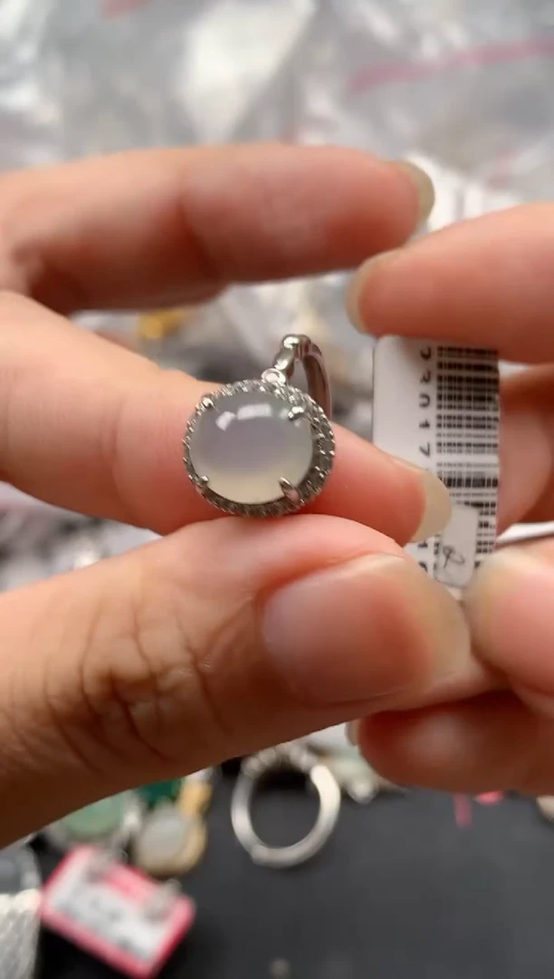 银S925镶嵌戒指翡翠天然A货缅甸翡翠