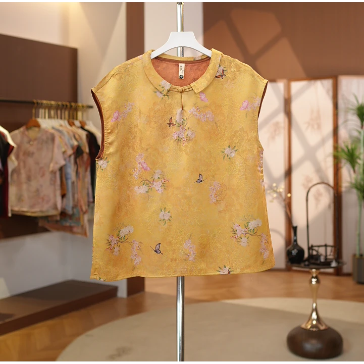 【蜜蝶】新中式百搭舒适透气短袖气质蜜蝶衬衫