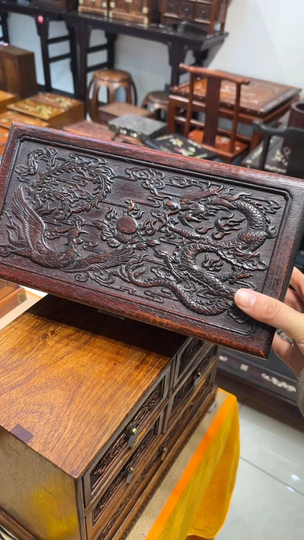 【闪购商品】木龙凤呈祥雕刻首饰盒