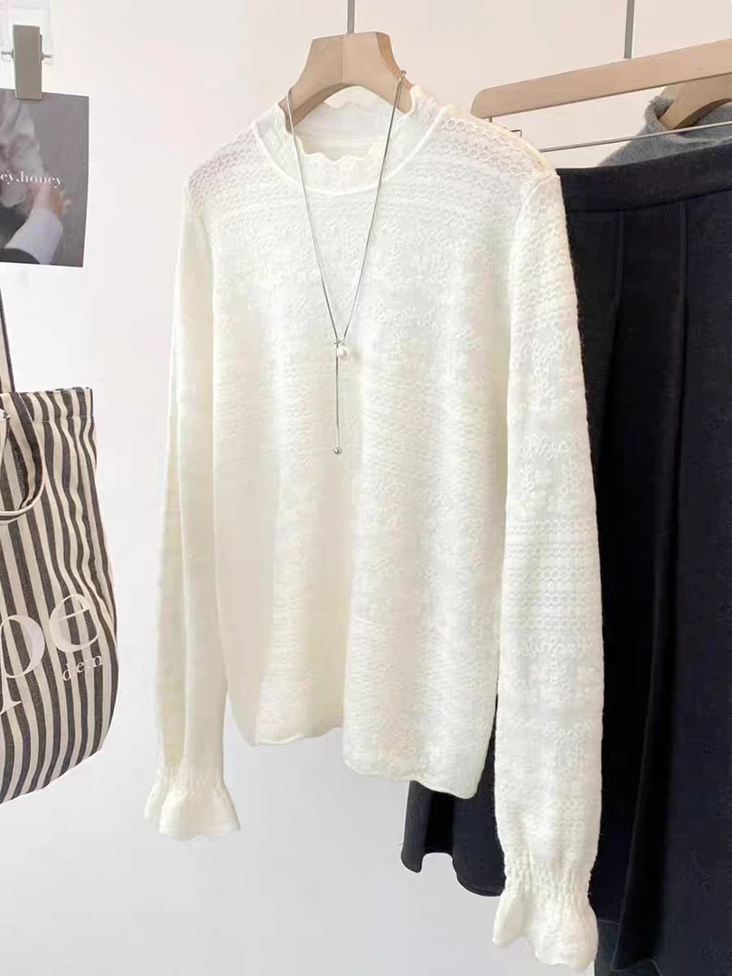 韩系半高领蕾丝打底