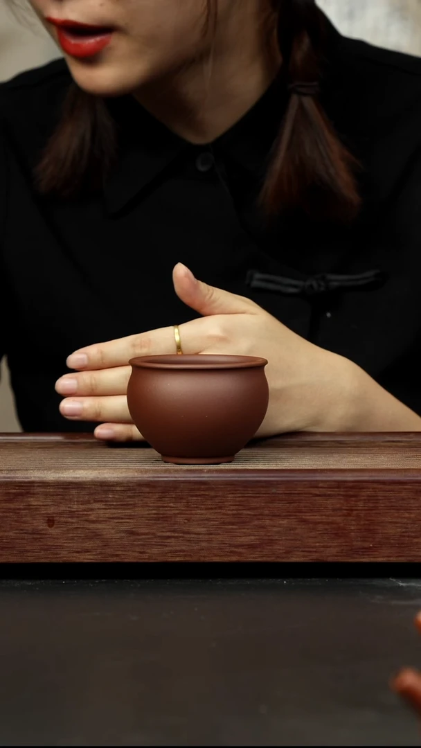 紫砂茶杯底槽清圆融杯