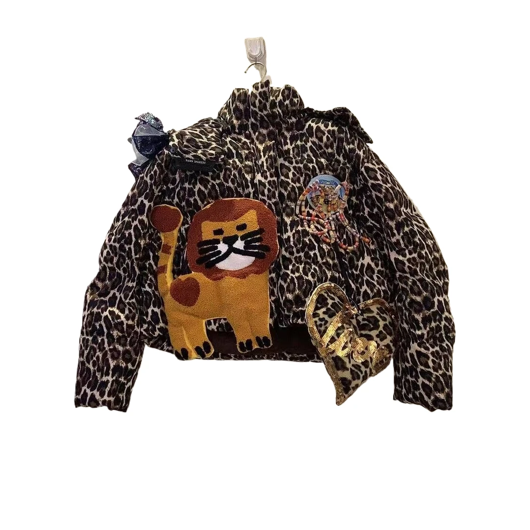 ATT潮牌女装2025冬欧洲站度假风甜美花卉拼接撞色拼接重工外套