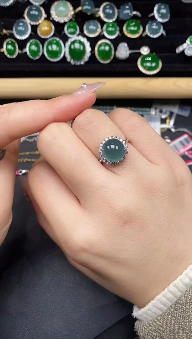银S925镶嵌戒指翡翠7838