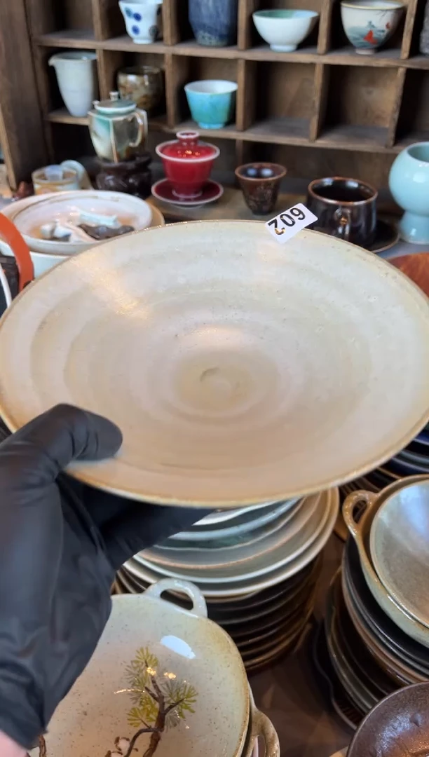 【闪购商品】瓷片 602 微瑕复古黄斗盘1个