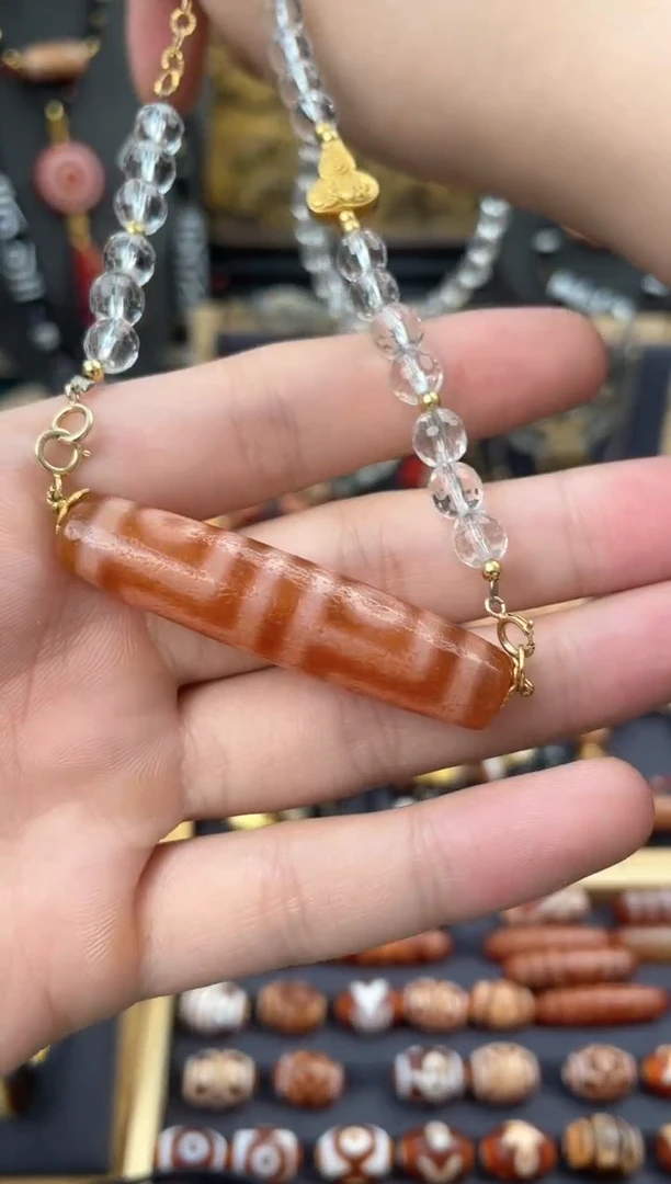 【闪购商品】玛瑙/玉髓颈饰未镶嵌美泓红肉四眼锁骨链