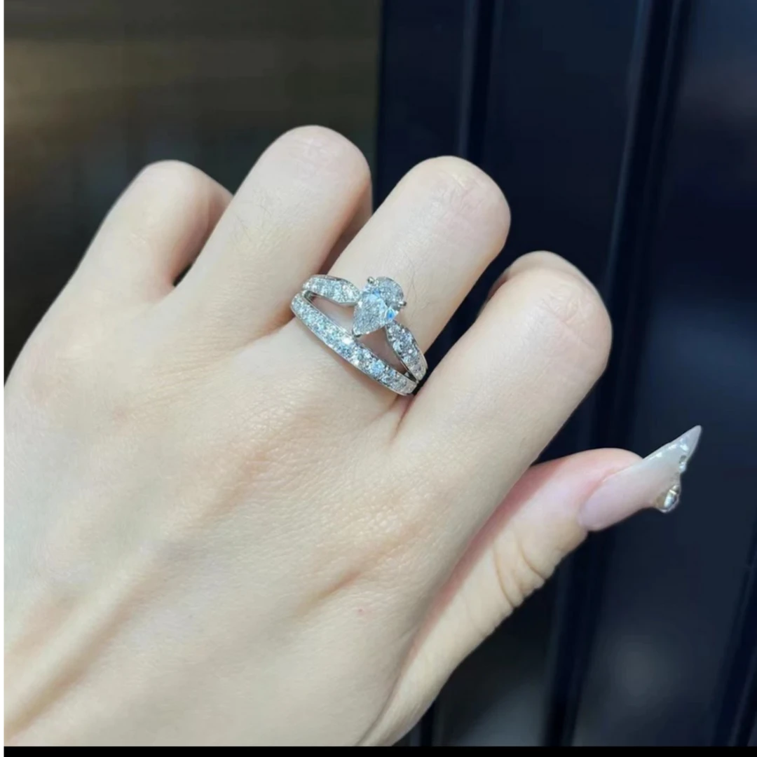 99新 Chaumet/尚美 小花Jerry 2.05ct  钻石戒指 e色 51码