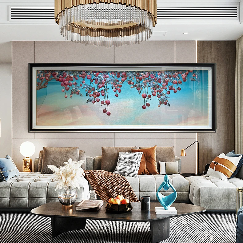 荔枝法式刺绣非遗手工传承客厅装饰画沙发背景墙挂画麒麟阁