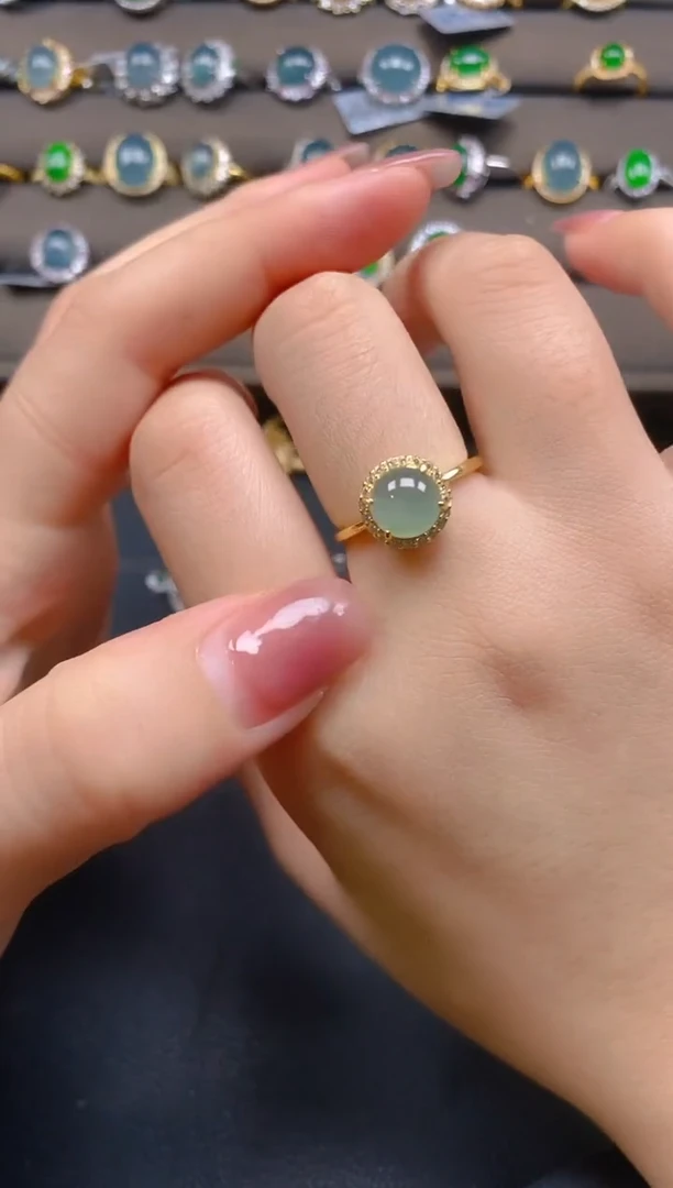 翡翠戒指银S925镶嵌1212