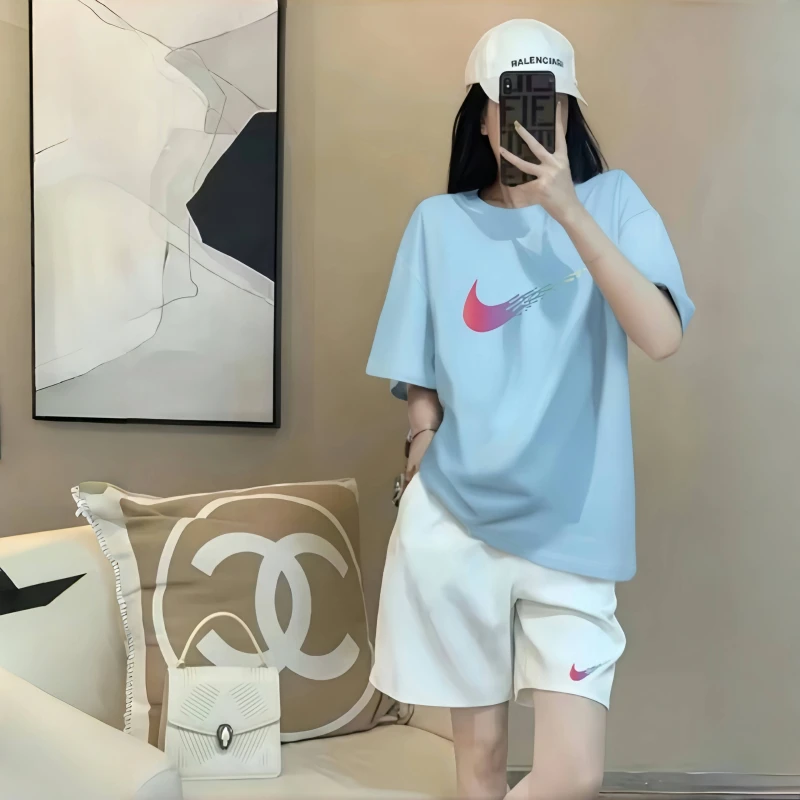 【运补6-10】正品专卖店夏季女生休闲套装纯棉短袖松弛感显瘦女装