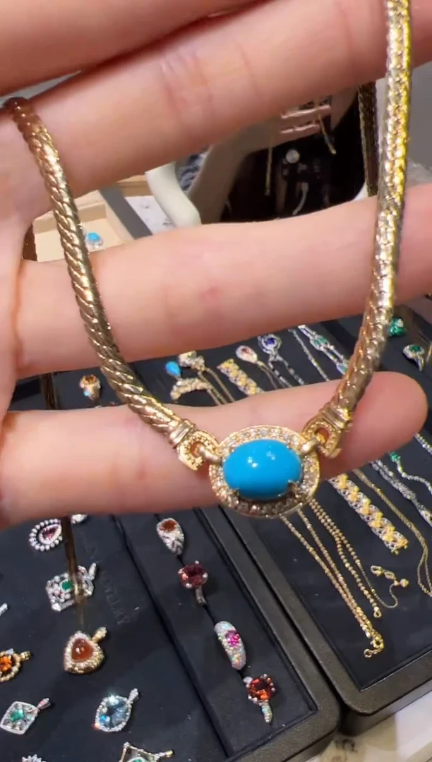 【闪购商品】绿松石套链18K金镶嵌1