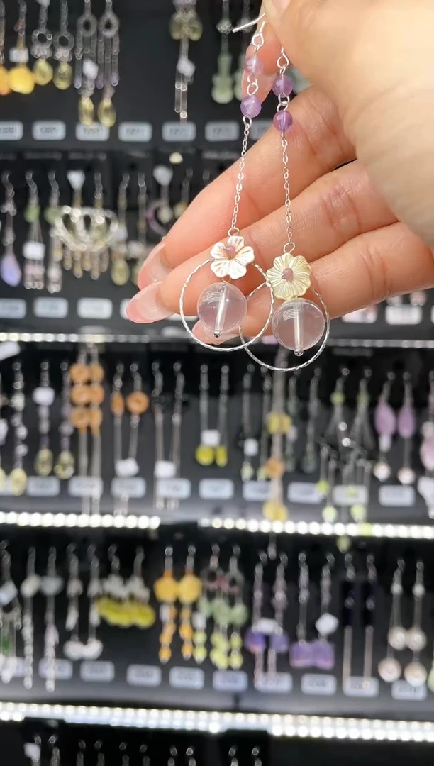 【闪购商品】紫晶耳饰银S925镶嵌微*雨