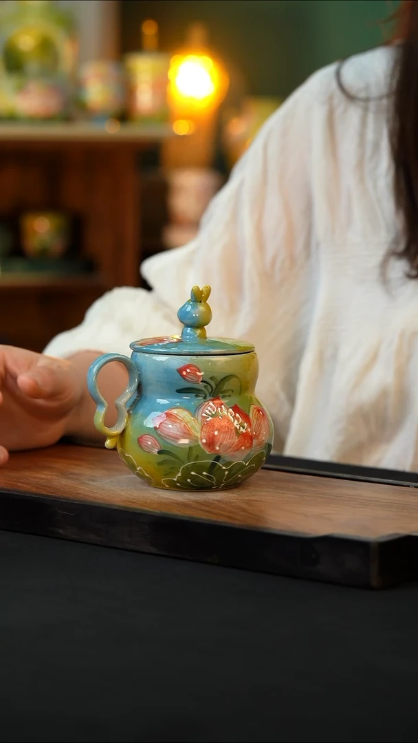 杯手绘心瓷陶瓷浮力