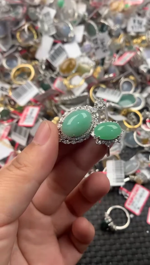 银S925镶嵌戒指翡翠55555  2