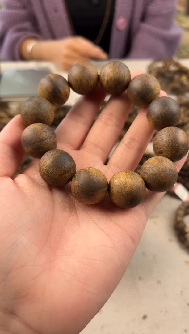 沉香手串奇楠老料单圈圆珠卡20-45克发一条 收藏级