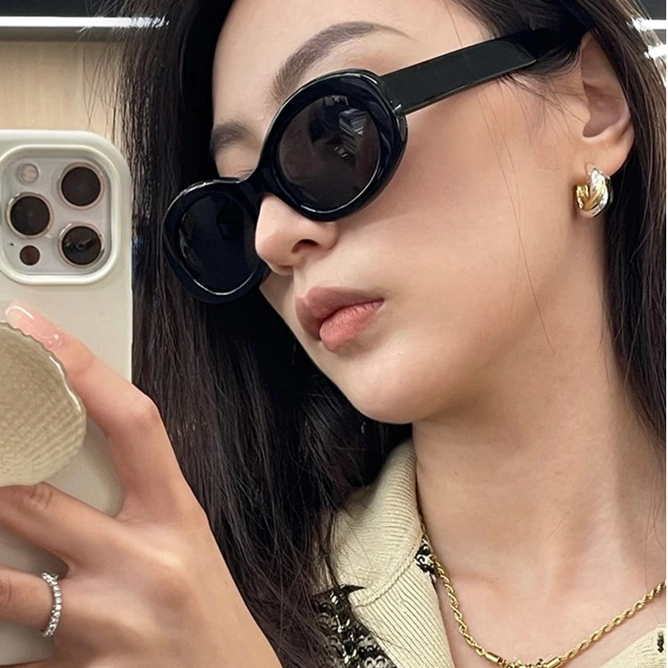 复古椭圆法式墨镜女高级感猫眼欧美眼镜偏光太阳防紫外线2025新款