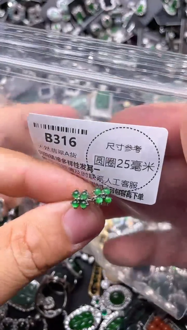 翡翠未镶嵌颈饰B316耳扣