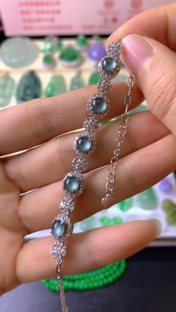 银S925镶嵌手链翡翠C*姐手链