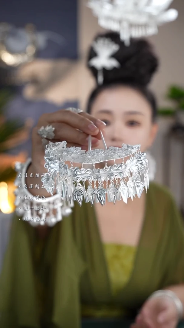 珐琅足银新款蝶恋花款月牙发簪