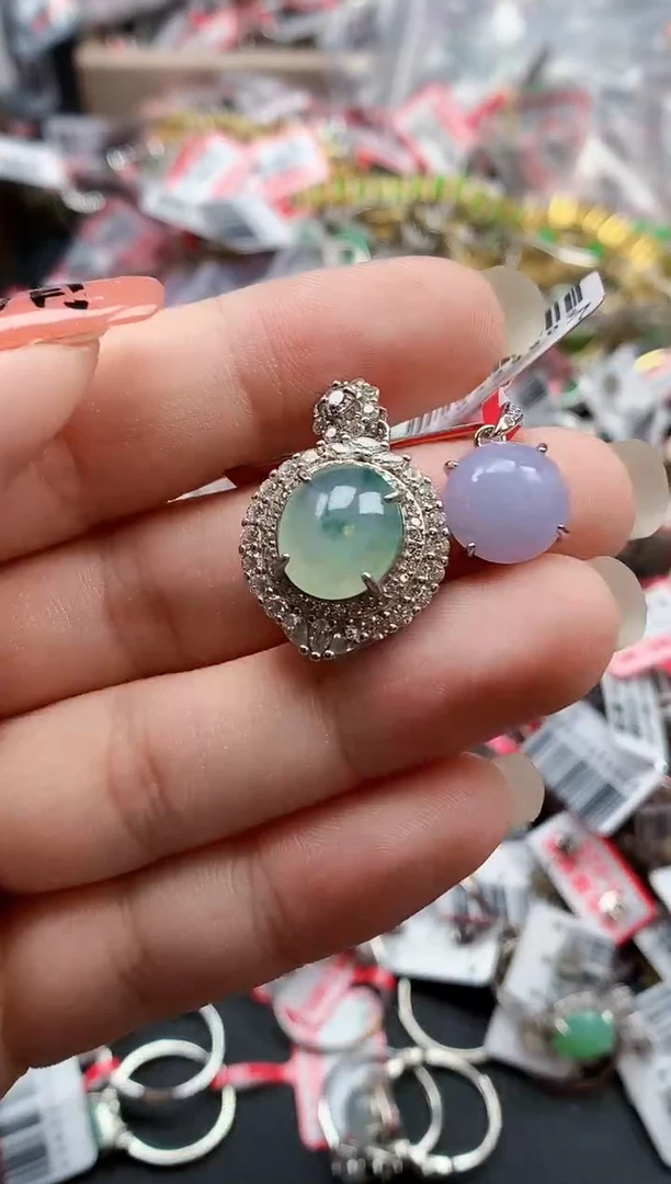 银S925镶嵌戒指翡翠天然A货缅甸翡翠