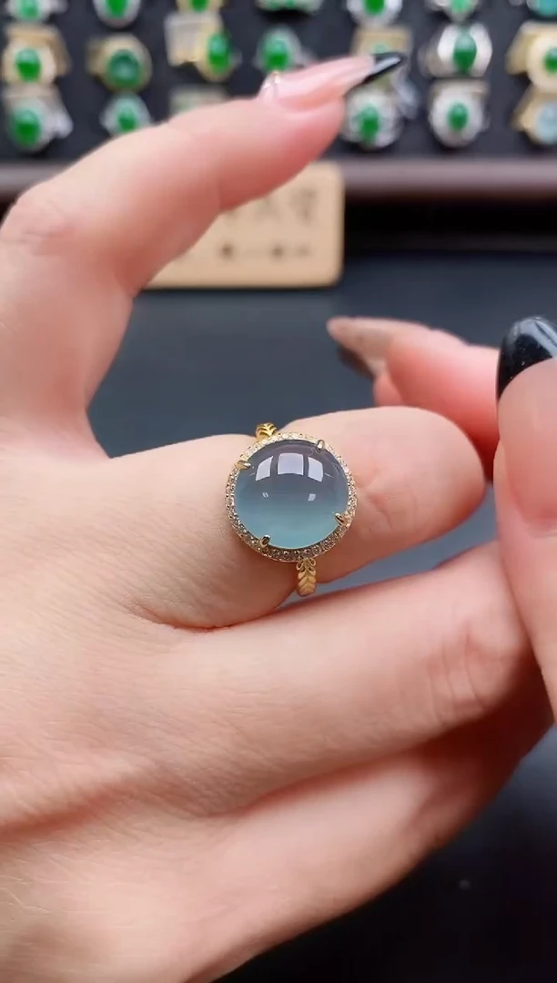 银S925镶嵌戒指翡翠1