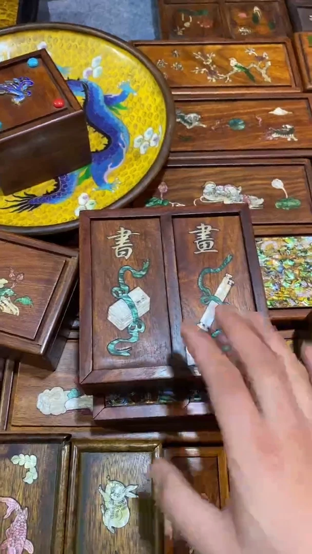 木螺钿镶嵌双抽拉