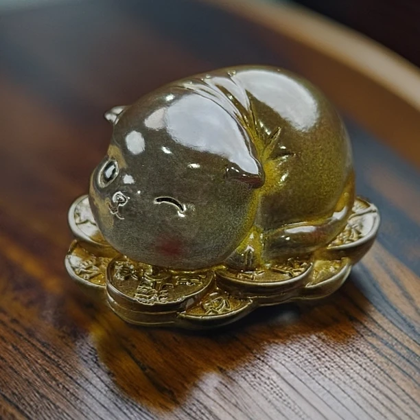 变色招财猫茶宠茶桌摆件H52