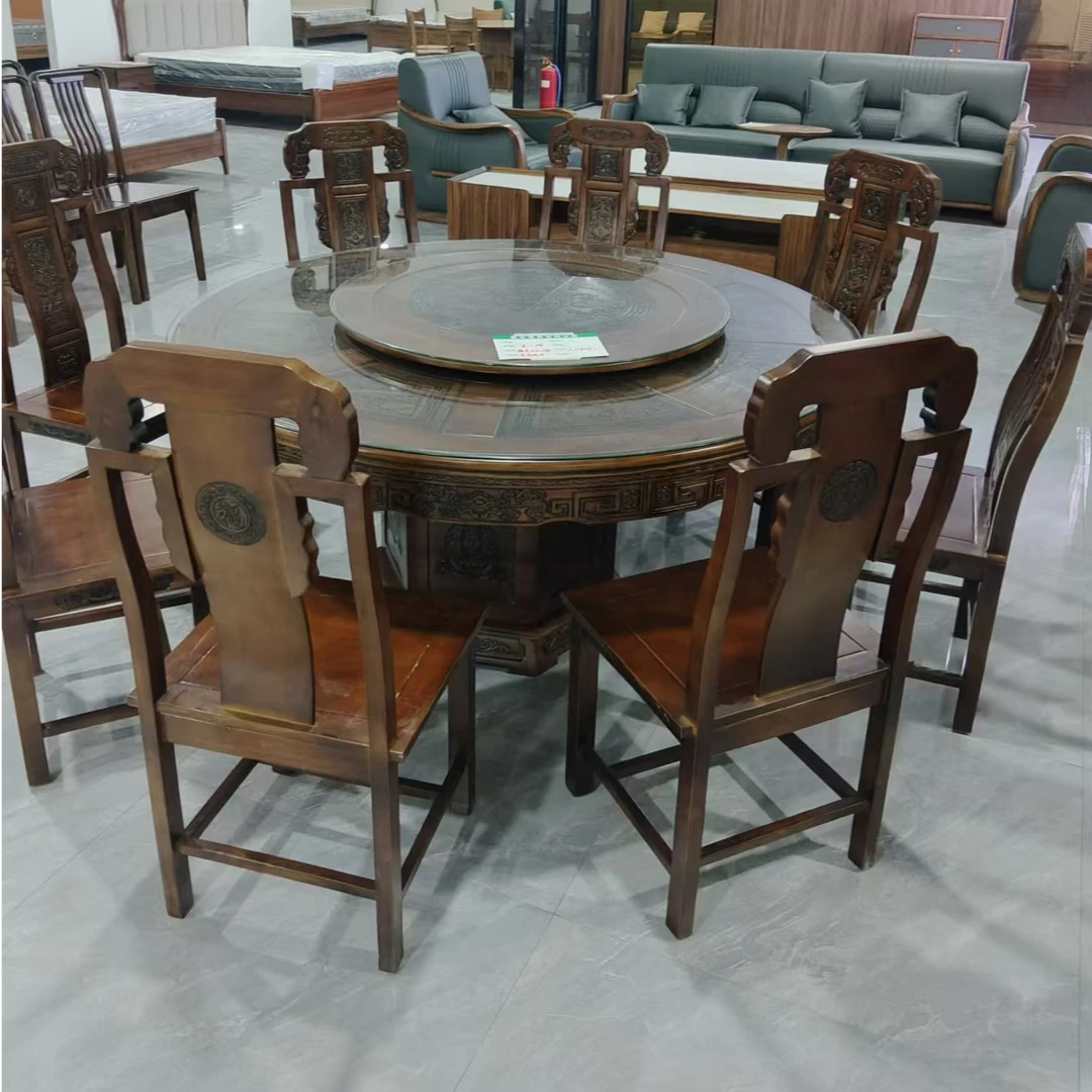 一桌八椅（带转盘）餐桌
