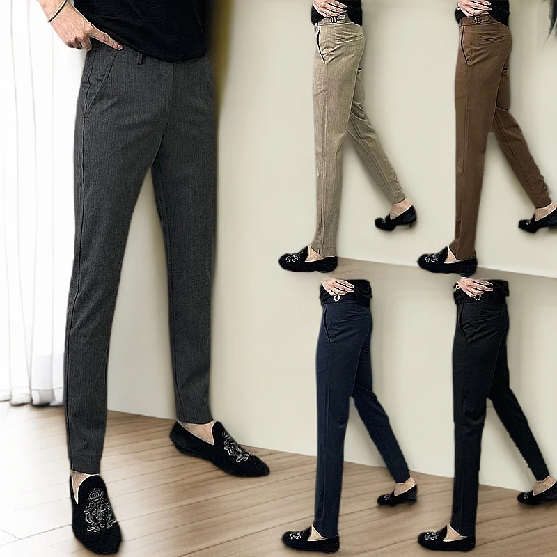 2025新款秋冬新款舒适百搭时尚潮流弹力透气小脚修身小九分休闲裤
