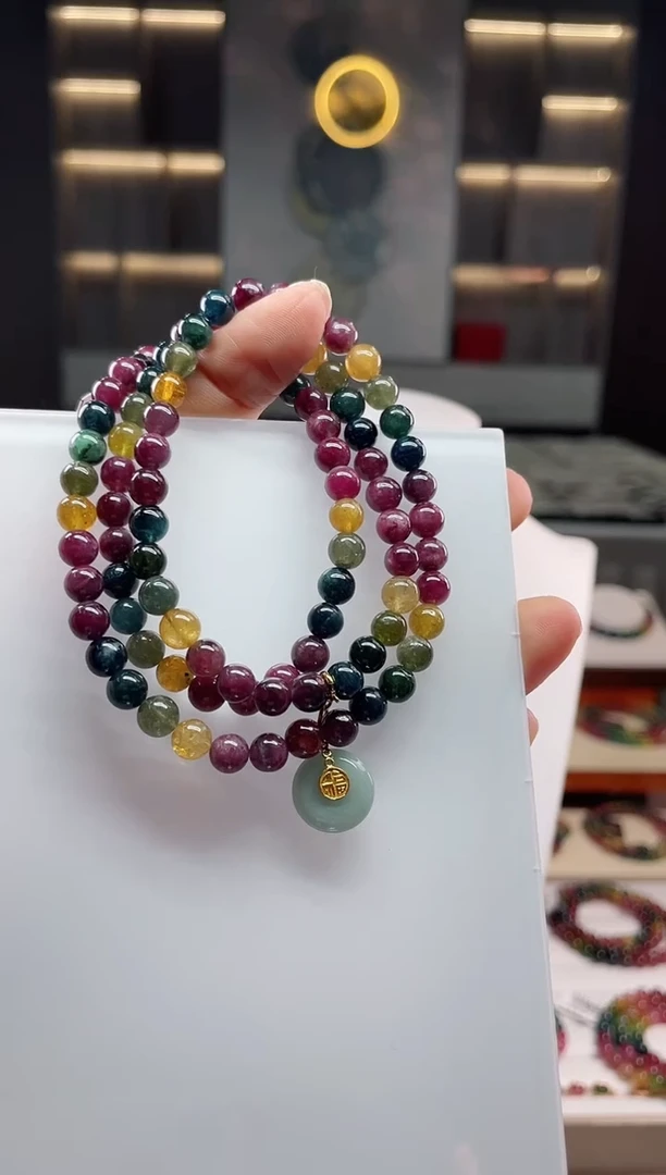 未镶嵌老矿碧玺三圈手串6mm+碧玺（多样性发一条）Q