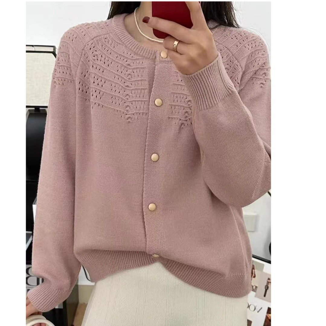 【木扣开衫】秋冬款百搭简约针织女上衣