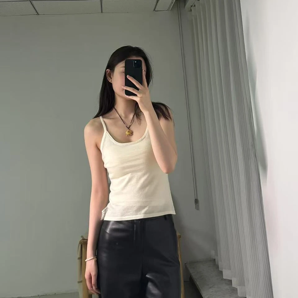 CENTERMERE18针精纺羊绒打底吊带舒适柔软春夏百分纯山羊绒背心女