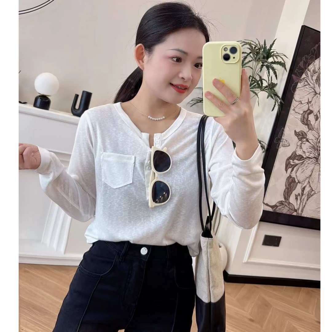 【PGXIAOM】小二定制白色半开扣长袖防晒上衣SY5922