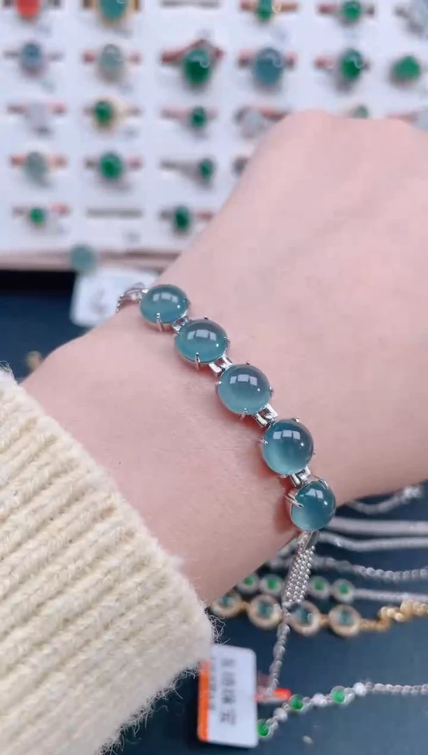 银S925镶嵌手链翡翠天然翡翠