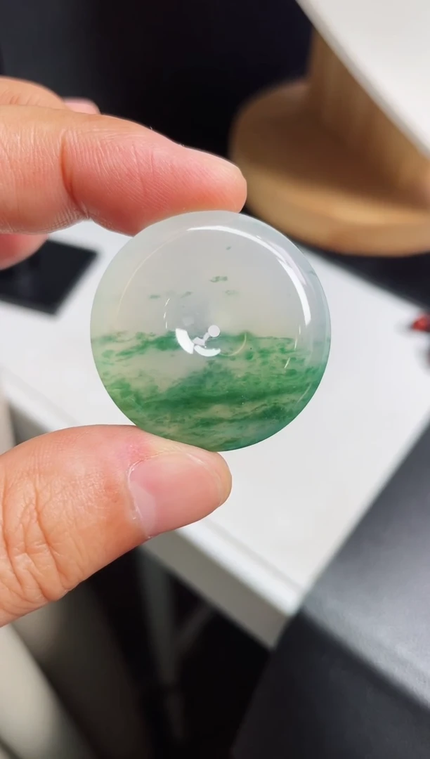 翡翠未镶嵌颈饰平安扣尺寸33.6 6.1mm