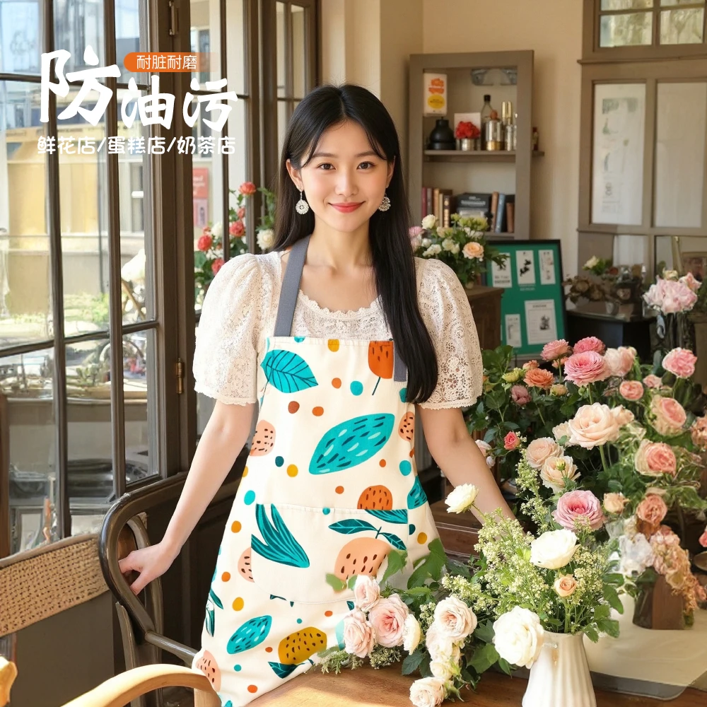 长袖防脏衣罩衣透气防油污帆布围腰餐饮有袖女工作服家用厨房围裙