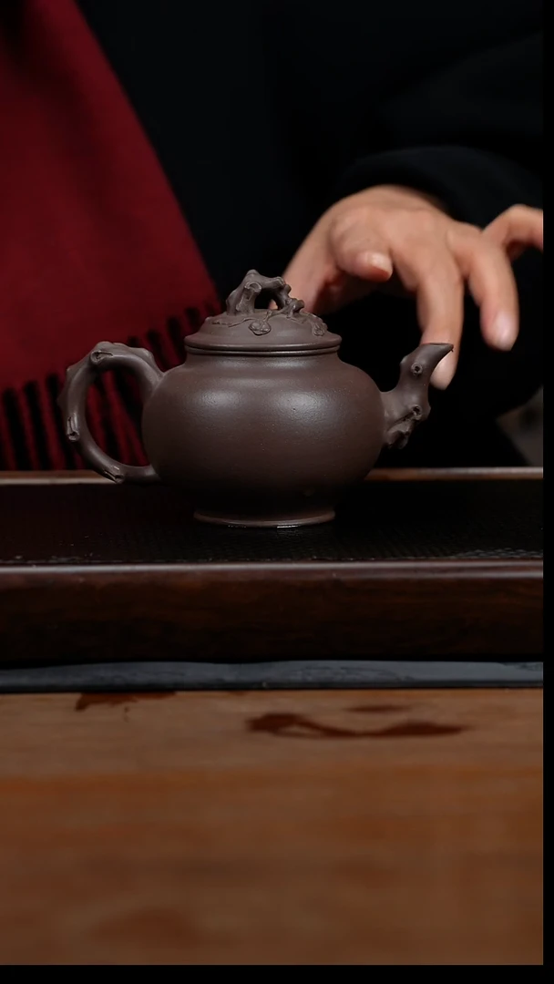 茶壶紫砂330cc黄龙山原矿紫泥笑樱报春12