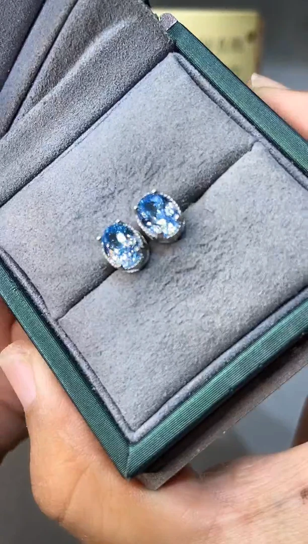 海蓝宝石耳坠银S925镶嵌...........