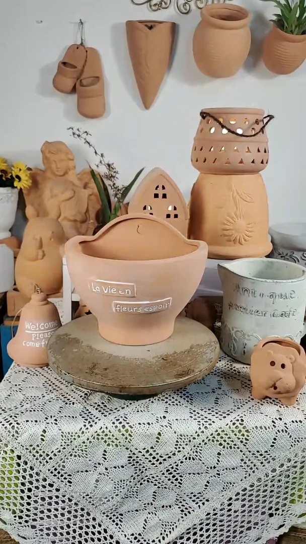 红陶花盆 红陶色  1个装 法式壁挂盆