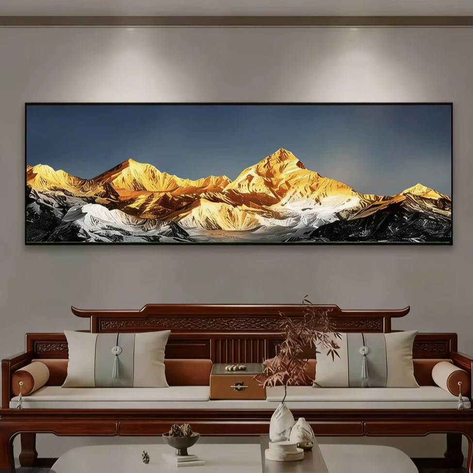 A232新中式现代高级感背靠金山装饰画适合客厅玄关办公室70200