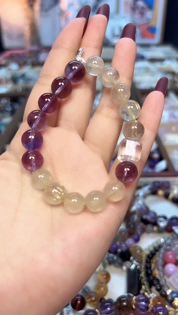 【闪购商品】水晶手链未镶嵌天然紫水晶+金发+方糖