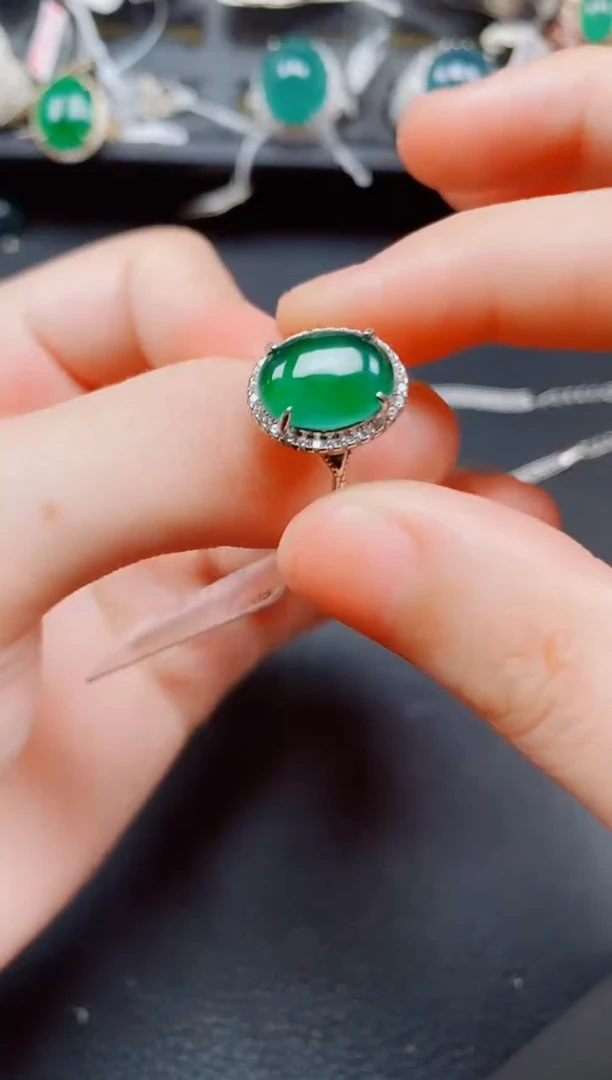 银S925镶嵌戒指翡翠翡翠